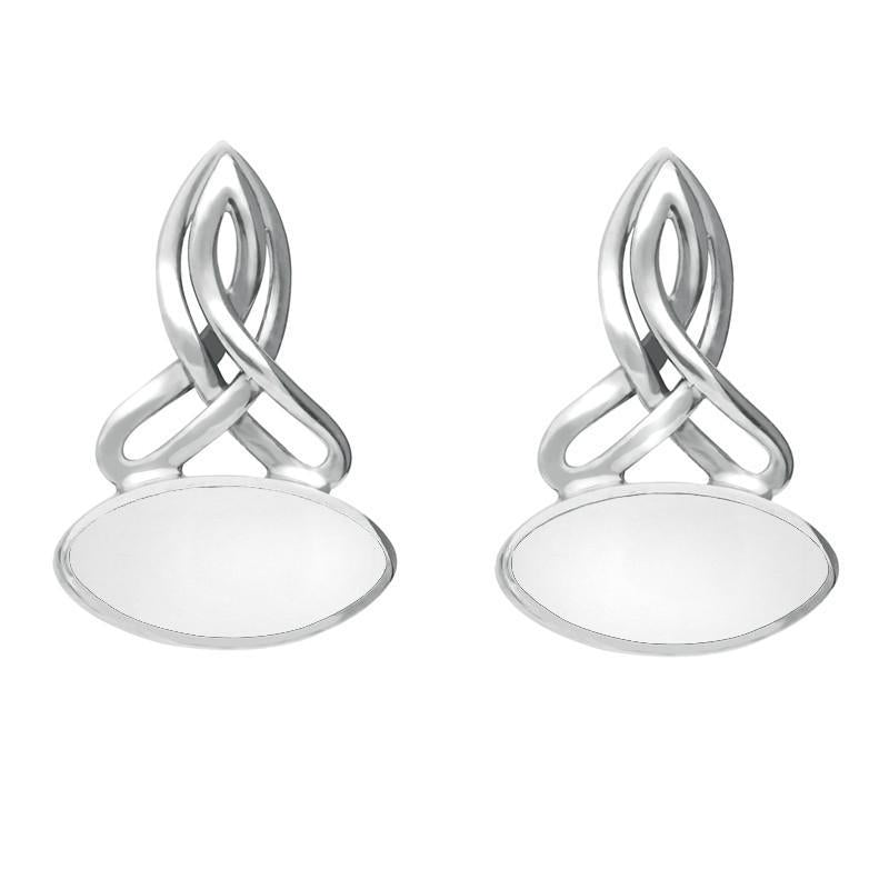 Sterling Silver Bauxite Wide Marquise Celtic Stud Earrings