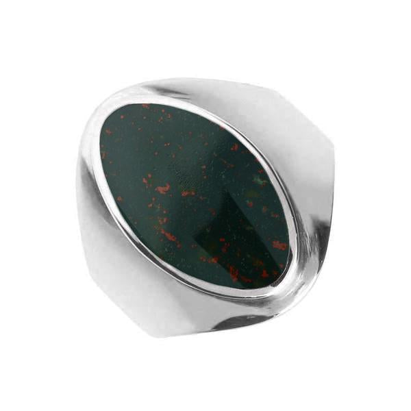 Sterling Silver Bloodstone Oval Ring