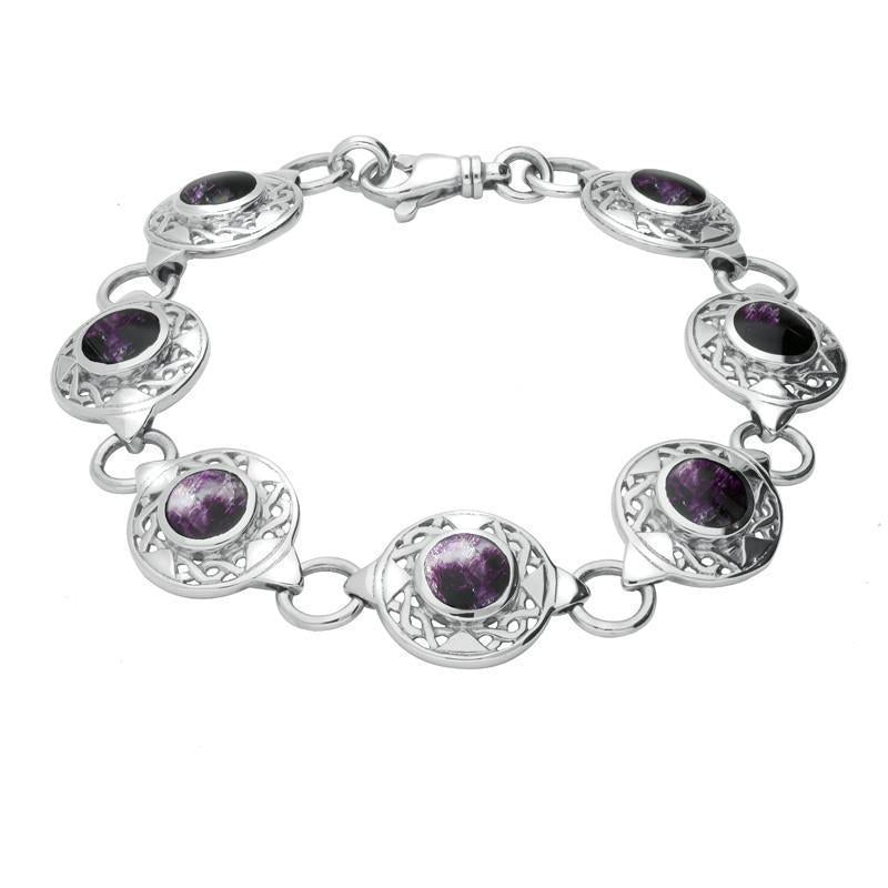 Sterling Silver Blue John Seven Stone Round Celtic Bracelet - Option1 Value Silver
