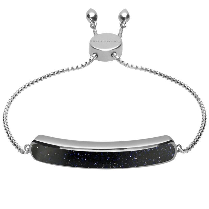 Sterling Silver Blue Goldstone Lineaire Long Bracelet