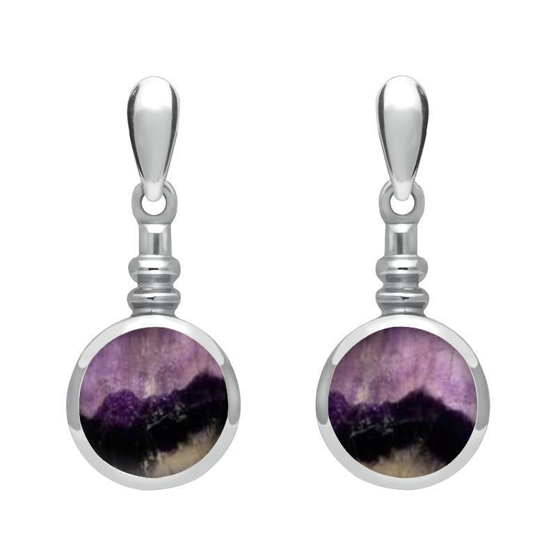 Sterling Silver Blue John Bottle Top Drop Earrings - Option1 Value Silver