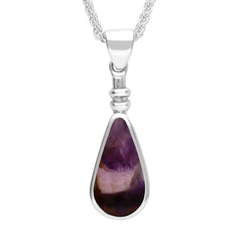 Sterling Silver Blue John Bottle Top Pear Necklace - Silver