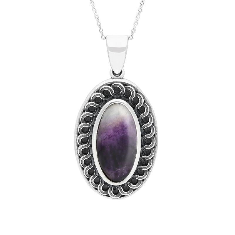 Sterling Silver Blue John Crescent Large Necklace - Option1 Value Silver