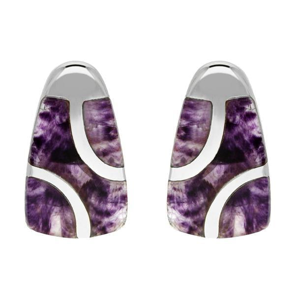 Sterling Silver Blue John Three Stone Stud Earrings - Option1 Value Silver
