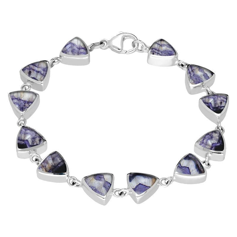 Sterling Silver Blue John Curved Triangle Bracelet - Silver