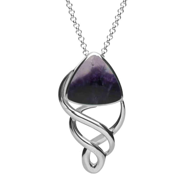 Sterling Silver Blue John Curved Triangle Celtic Necklace - Option1 Value Silver