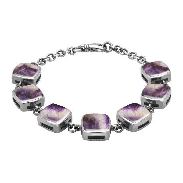 Sterling Silver Blue John Cushion Bracelet - Silver