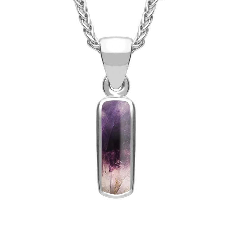 Sterling Silver Blue John Dinky Oblong Necklace - Silver