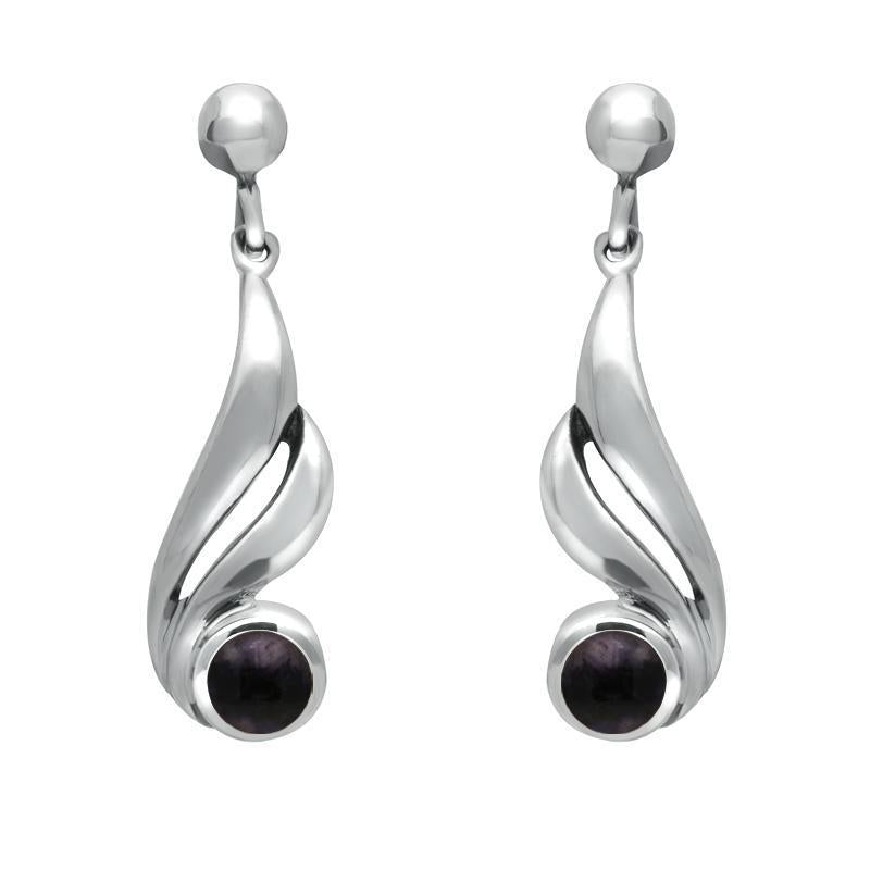 Sterling Silver Blue John Double Twist Drop Earrings - Silver