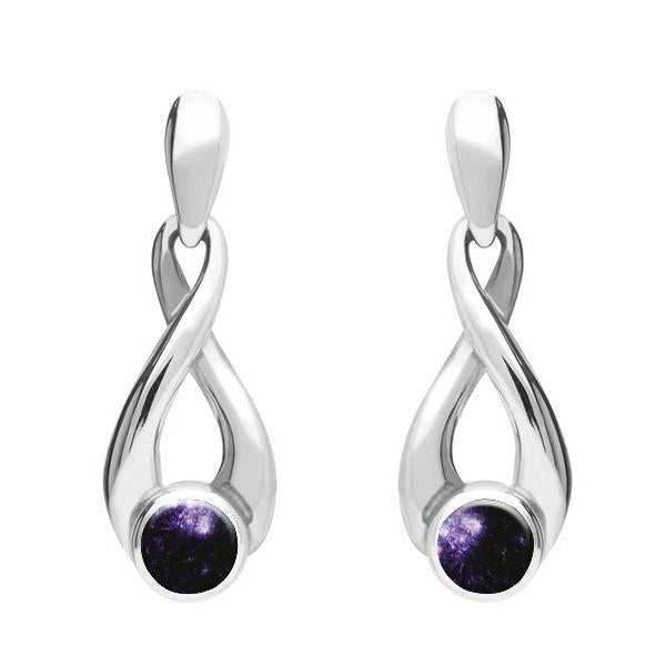 Sterling Silver Blue John Eternity Loop Drop Earrings - Silver