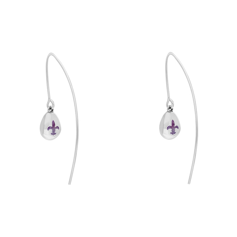 Sterling Silver Blue John Fleur De Lis Disc Drop Earrings - Silver