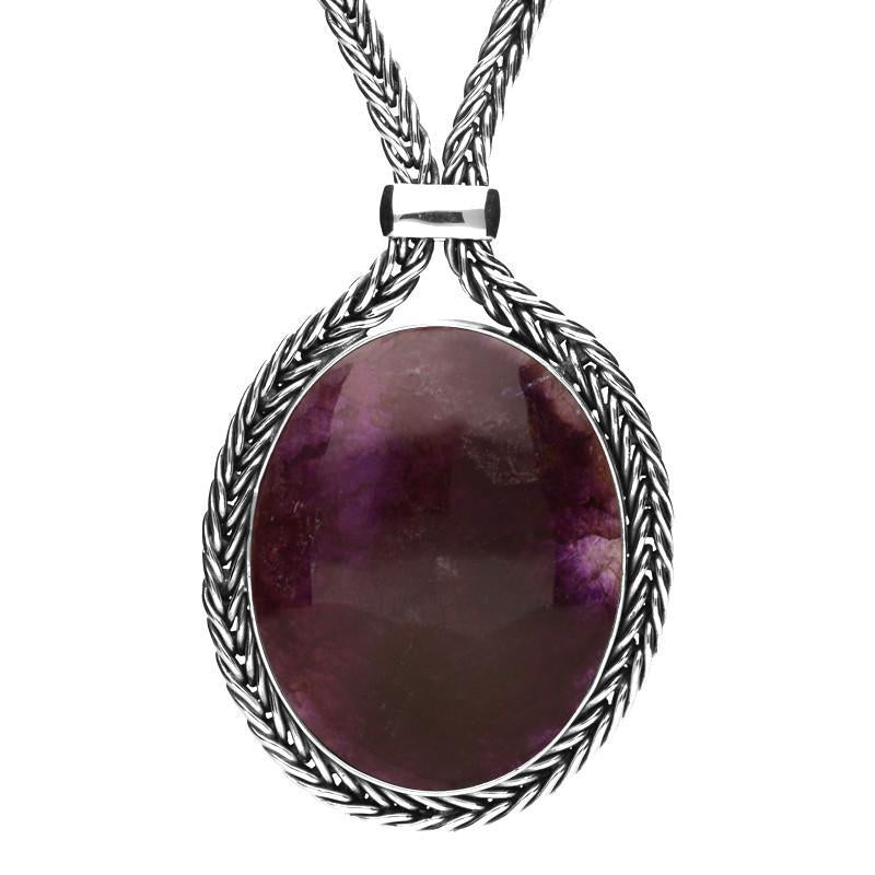 Sterling Silver Blue John Foxtail Large Oval Necklace - Option1 Value Silver