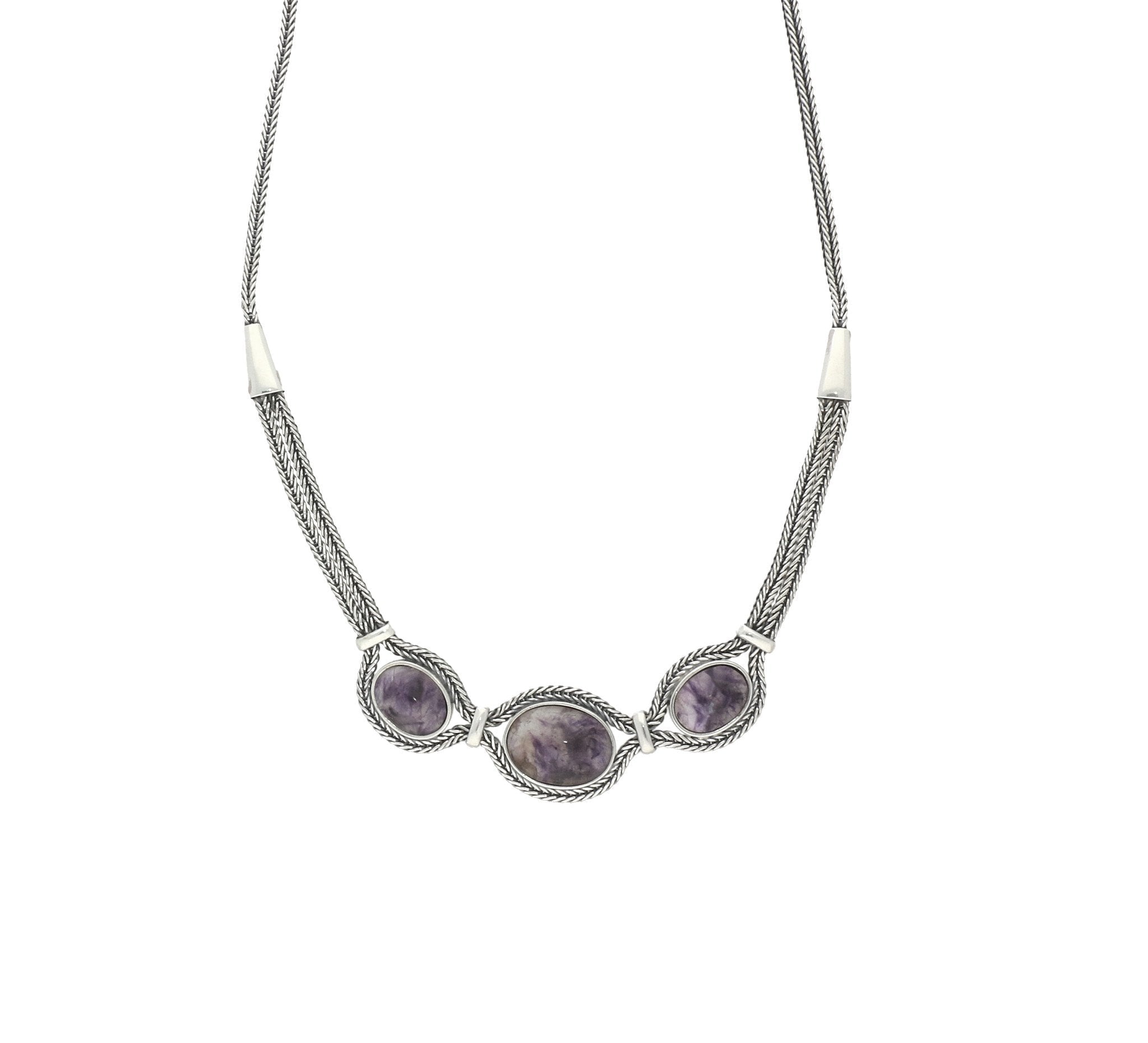 Sterling Silver Blue John Foxtail Oval Necklace - Option1 Value Silver