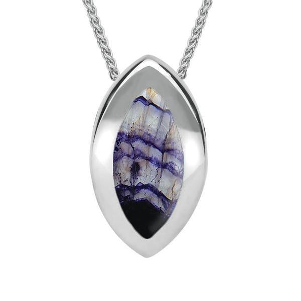 Sterling Silver Blue John Framed Marquise Necklace - Option1 Value Silver