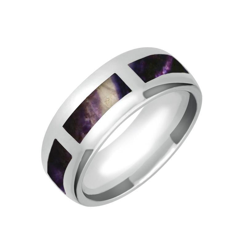 Sterling Silver Blue John Gap 8mm Wedding Band Ring