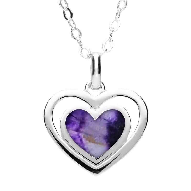 Sterling Silver Blue John Heart In Heart Necklace - Option1 Value Silver