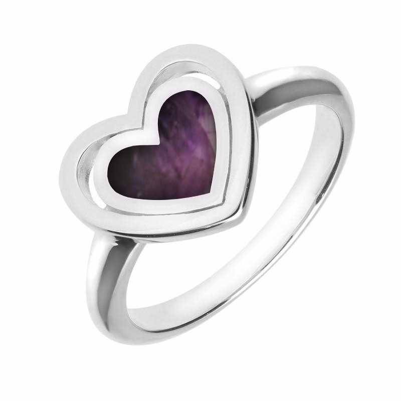 Sterling Silver Blue John Heart In Heart Ring - Option1 Value Silver