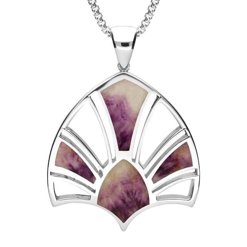 Sterling Silver Eight Stone Blue John House Style Tiara Inspired Necklace - Silver