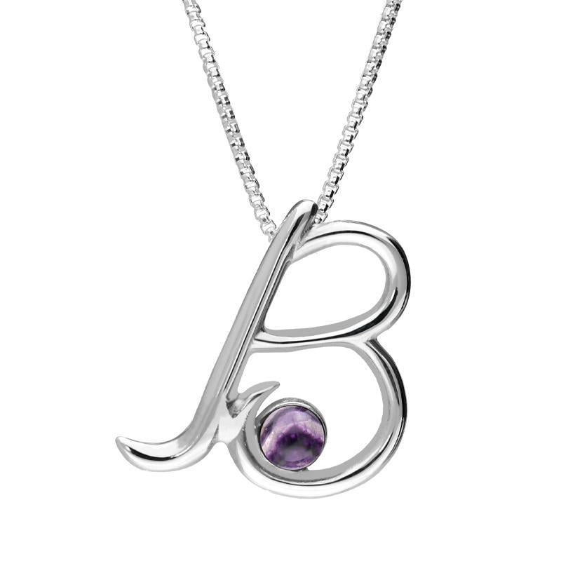 Sterling Silver Blue John Love Letters Initial B Necklace - Silver