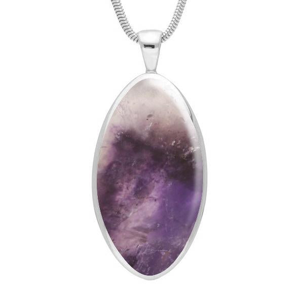 Sterling Silver Blue John Large Oval Necklace - Option1 Value Silver