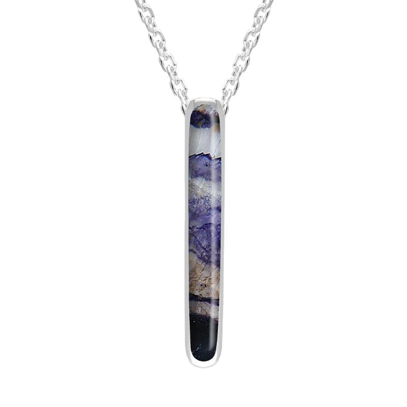 Sterling Silver Blue John Lineaire Drop Oval Necklace