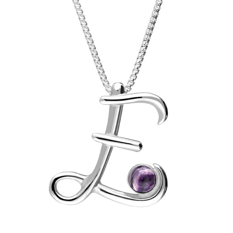 Sterling Silver Blue John Love Letters Initial E Necklace - Silver