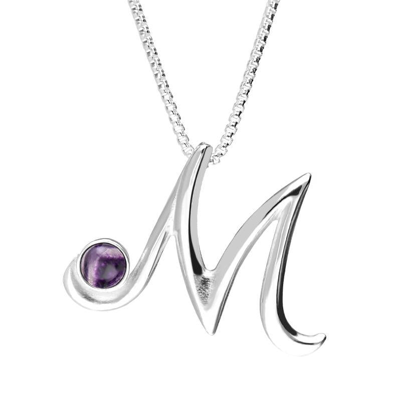 Sterling Silver Blue John Love Letters Initial M Necklace - Silver