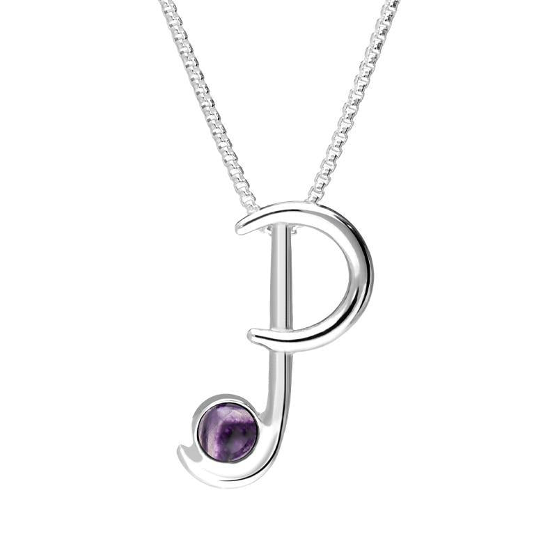 Sterling Silver Blue John Love Letters Initial P Necklace - Silver