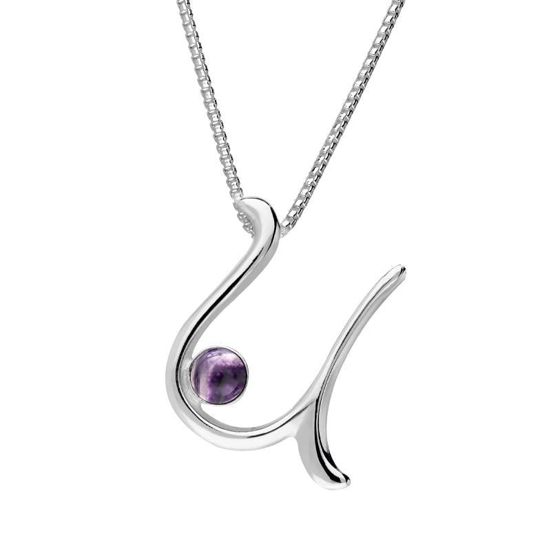 Sterling Silver Blue John Love Letters Initial U Necklace - Silver