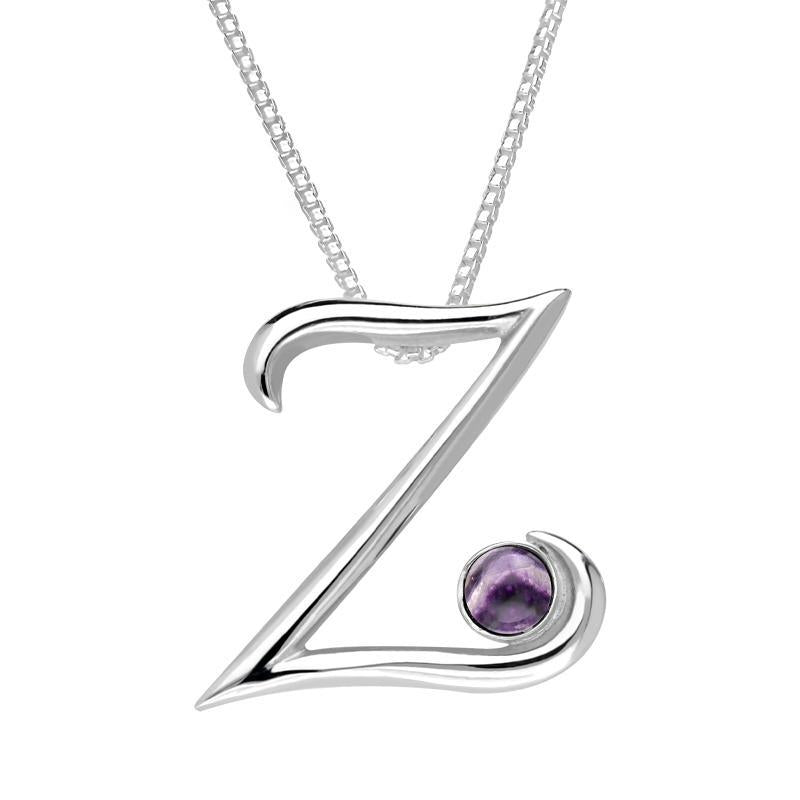 Sterling Silver Blue John Love Letters Initial Z Necklace - Silver