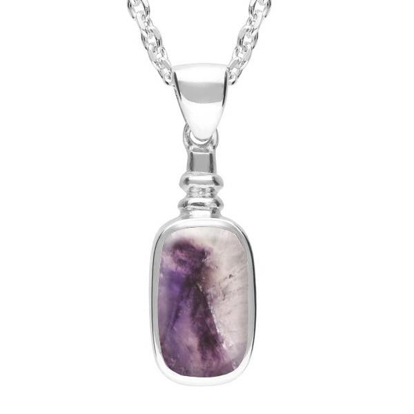 Sterling Silver Blue John Oblong Bottle Top Necklace - Silver