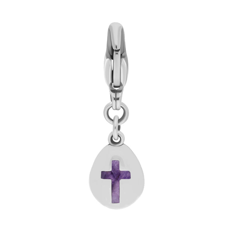Sterling Silver Blue John Pear Shaped Cross Clip Charm - Option1 Value Silver