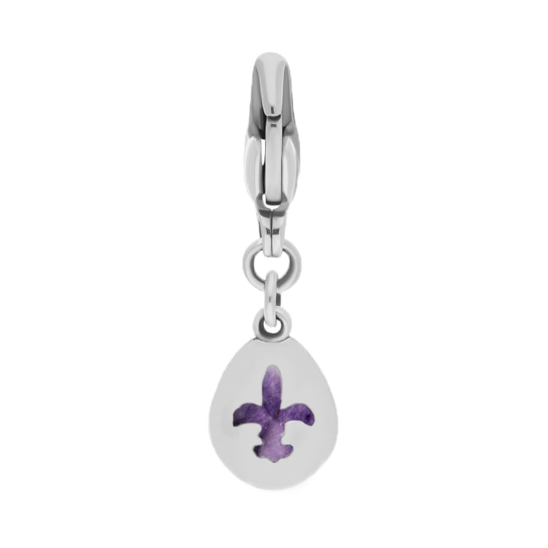 Sterling Silver Blue John Pear Shaped Fleur De Lis Clip Charm - Option1 Value Silver