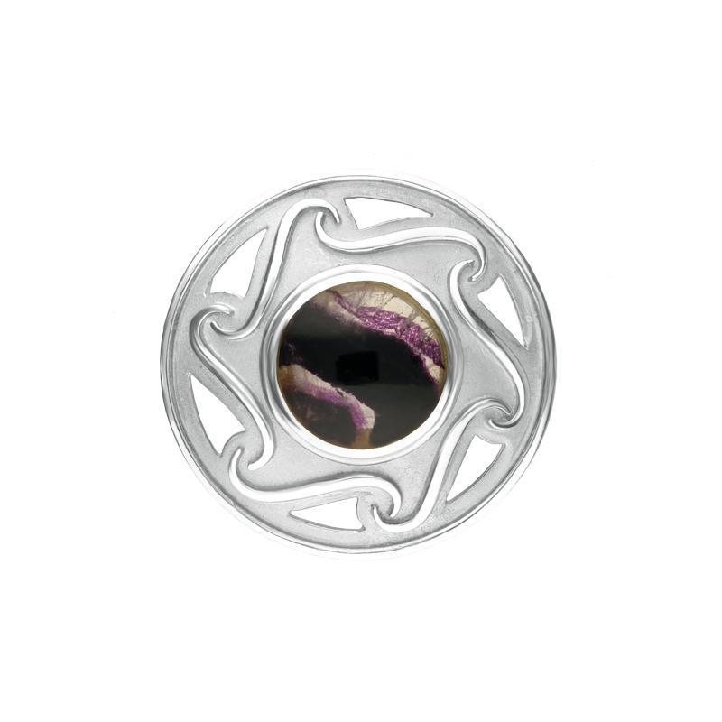 Sterling Silver Blue John Round Celtic Framed Brooch - Silver