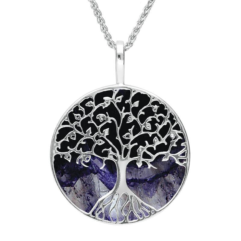 Sterling Silver Blue John Round Tree Of Life Necklace