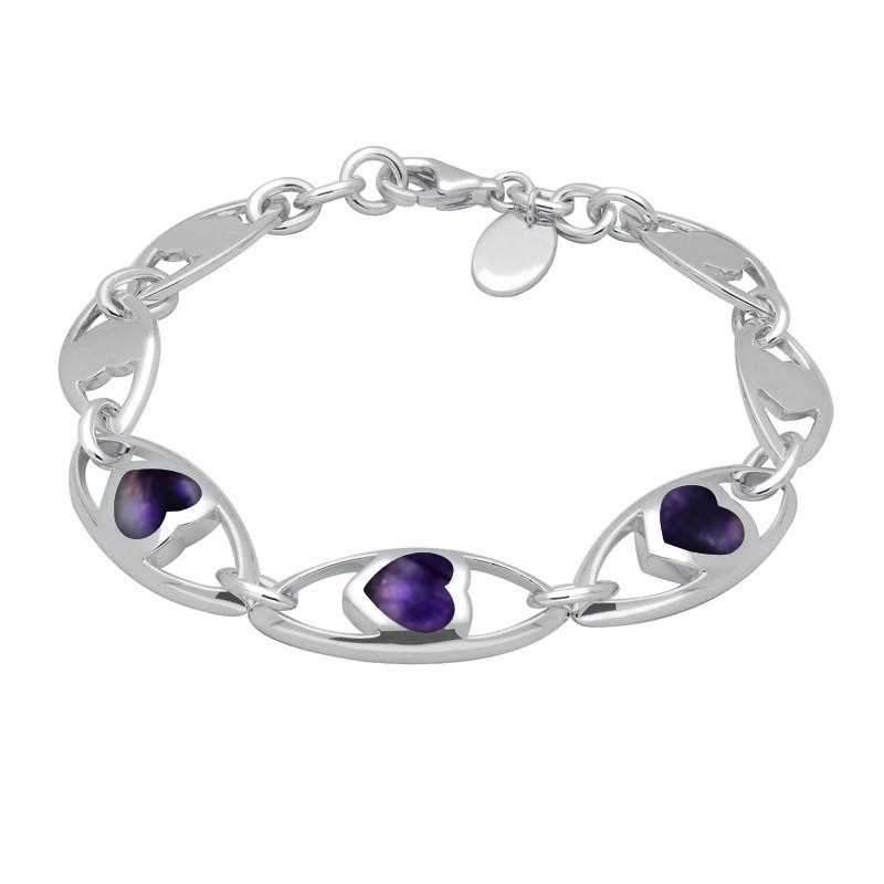 Sterling Silver Blue John Seven Link Heart Bracelet - Option1 Value Silver