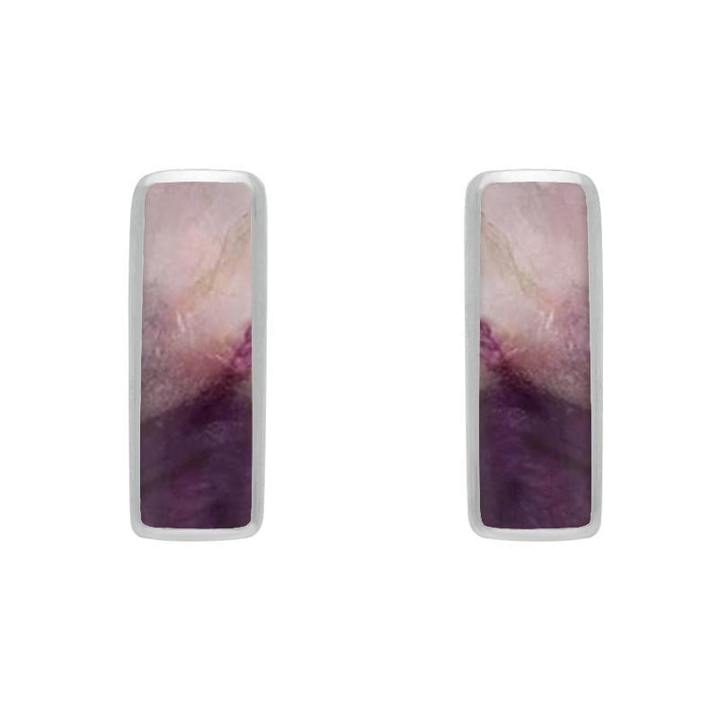 Sterling Silver Blue John Small Oblong Stud Earrings - Silver