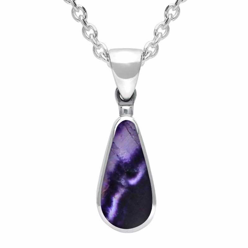 Sterling Silver Blue John Small Pear Necklace - Silver