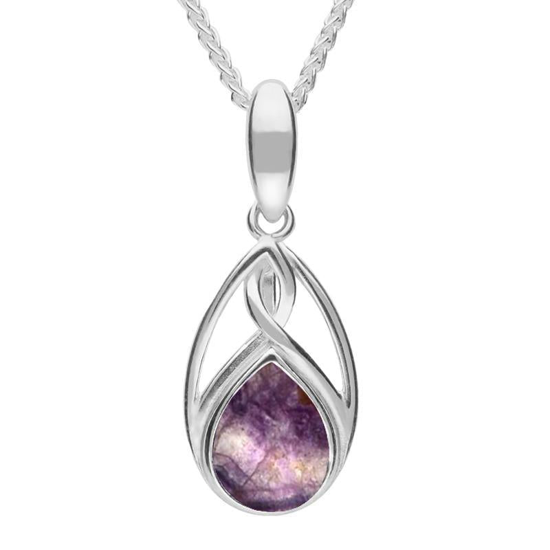 Sterling Silver Blue John Small Pear Twist Celtic Necklace - Option1 Value Silver