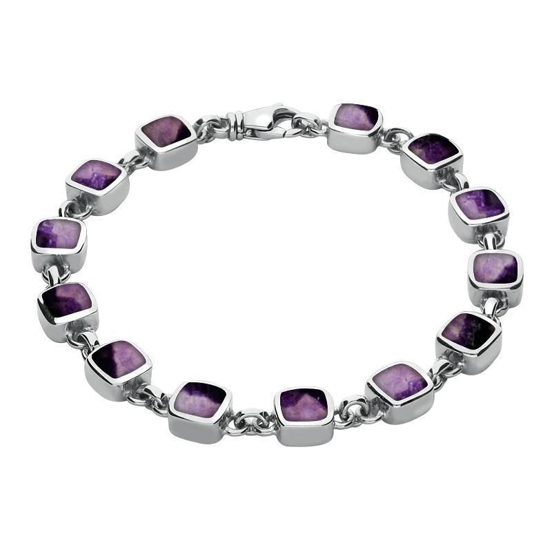 Sterling Silver Blue John Square Cushion Bracelet - Silver