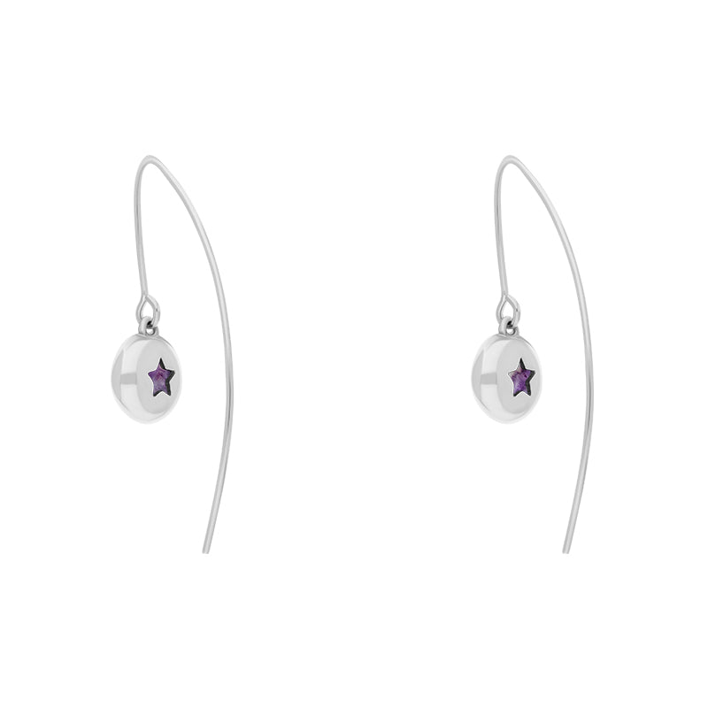 Sterling Silver Blue John Star Disc Drop Earrings - Silver