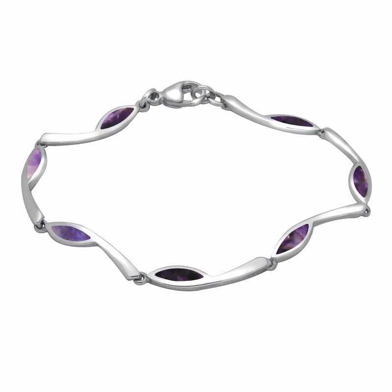 Sterling Silver Blue John Toscana Marquise Link Bracelet - Silver