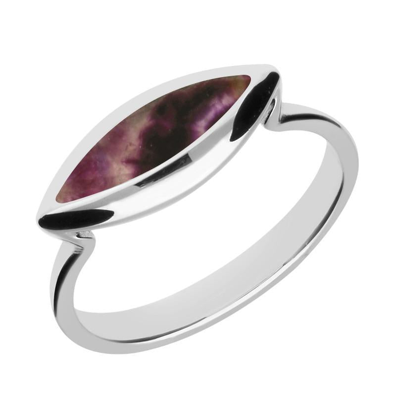 Sterling Silver Blue John Toscana Side Marquise Ring - Silver