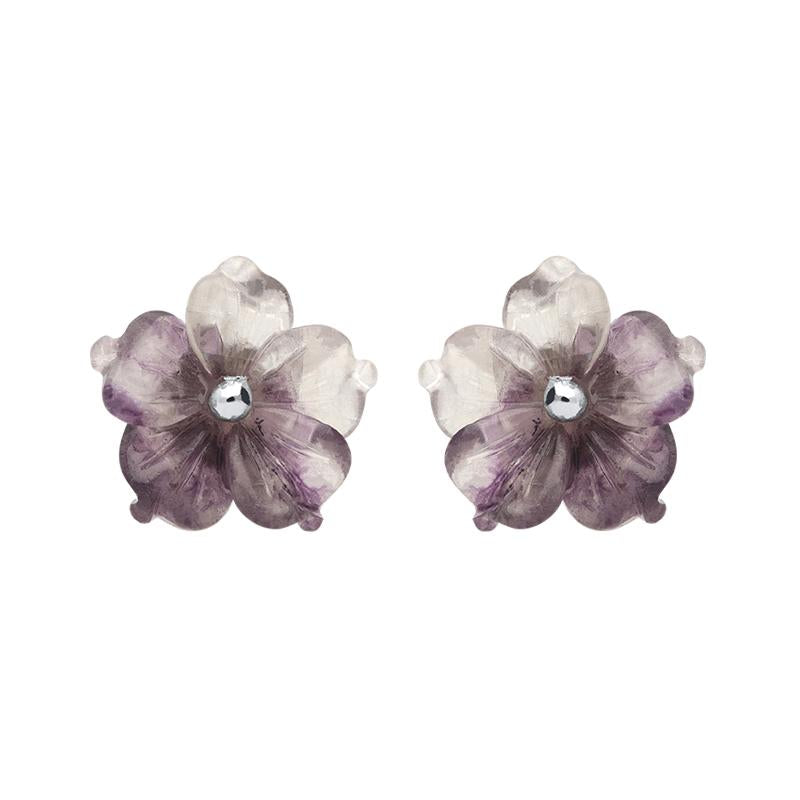 Sterling Silver Blue John Tuberose 12mm Carnation Stud Earrings - Option1 Value Silver