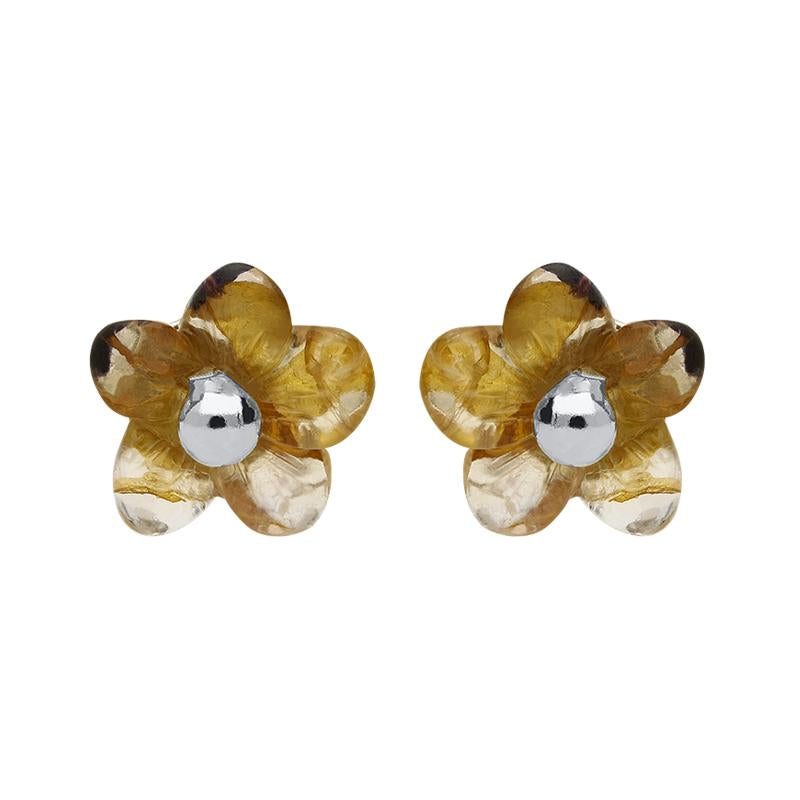 Sterling Silver Blue John Tuberose Pansy 6mm Stud Earrings - Option1 Value Silver