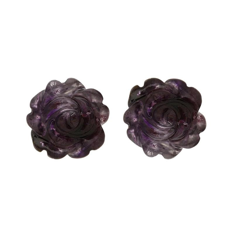 Sterling Silver Blue John Tuberose Rose Stud Earrings - Option1 Value Silver