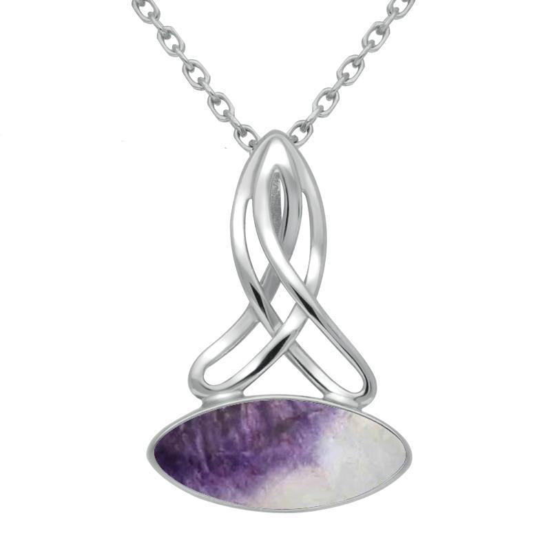 Sterling Silver Blue John Wide Marquise Celtic Necklace - Option1 Value Silver