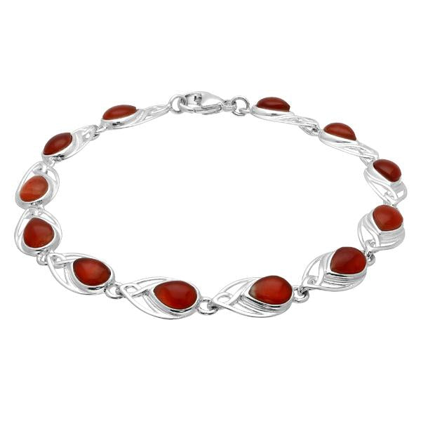 Sterling Silver Carnelian Celtic Pear Shaped Bracelet - Silver