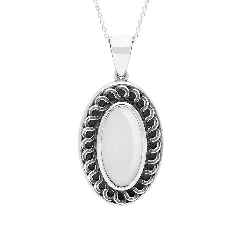 Sterling Silver Carrara Marble Crescent Large Necklace - Option1 Value Silver