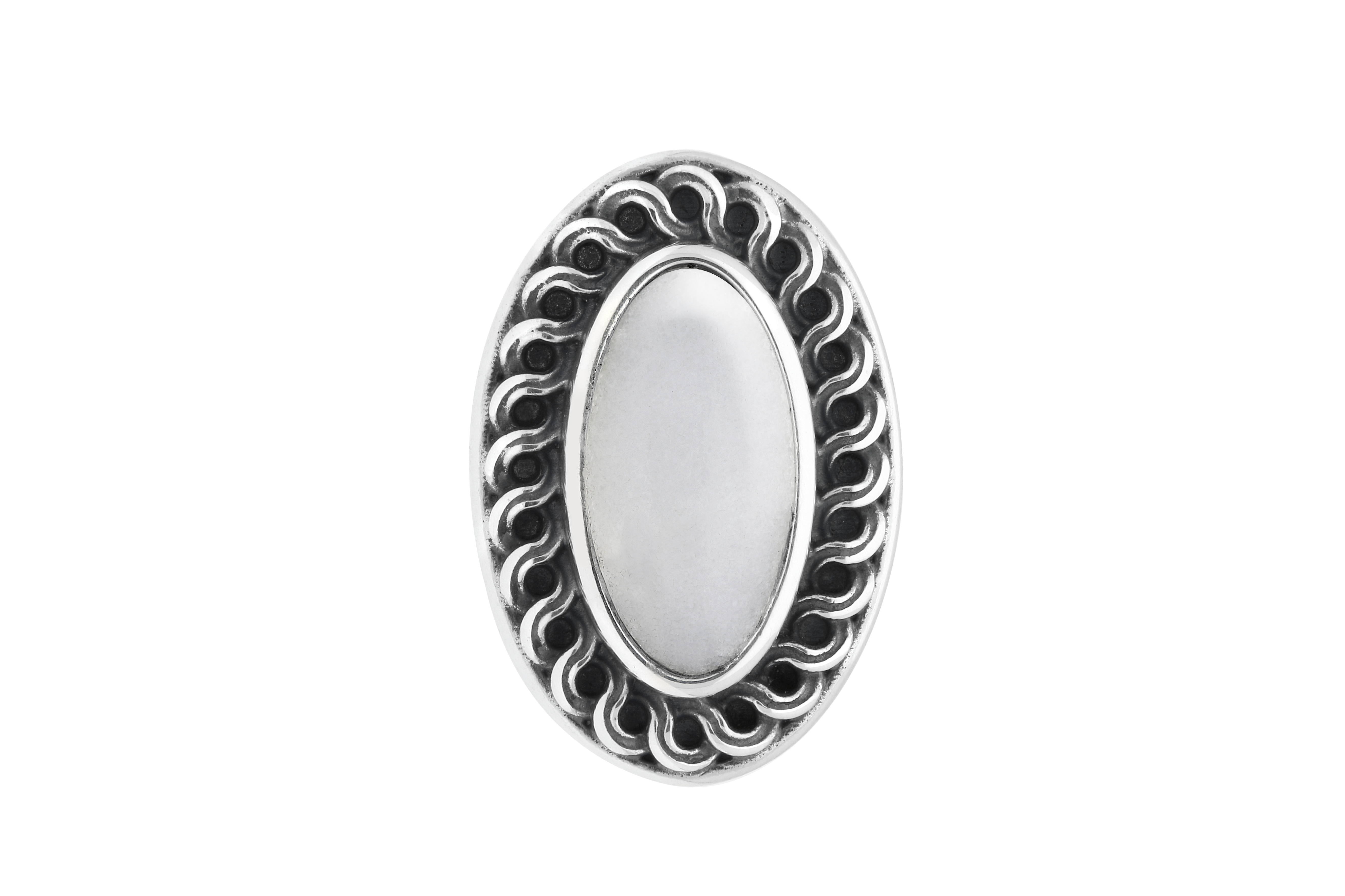Sterling Silver Carrara Marble Crescent Pin Brooch - Option1 Value Silver